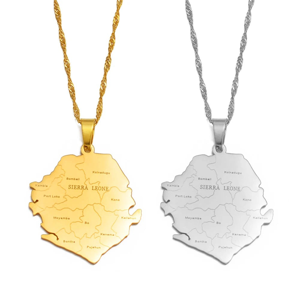 Sierra Leone Edelstahl Länder Halskette "Mappe Gioielli no.561" - PITANI