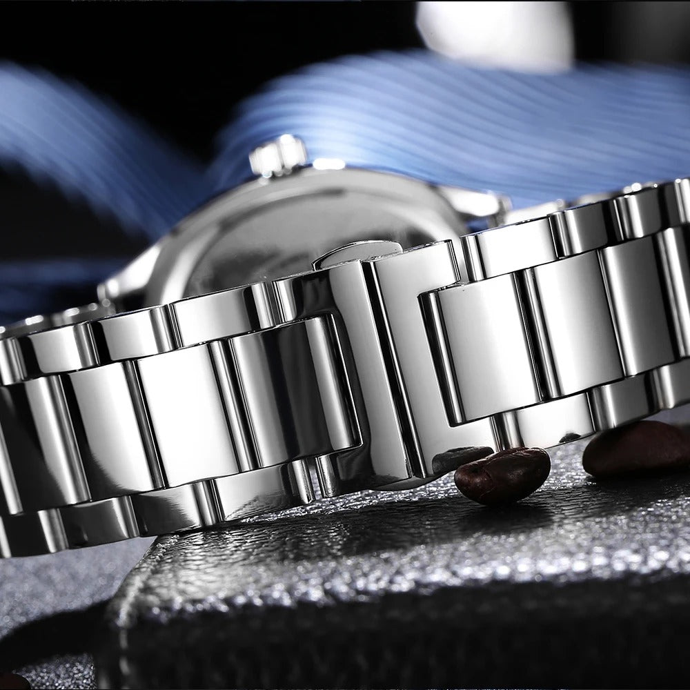 Edelstahl/Stoff Armbanduhr mit außergewöhnlicher Lünette "Orologi Da Polso Da Lavoro no.4150" - PITANI