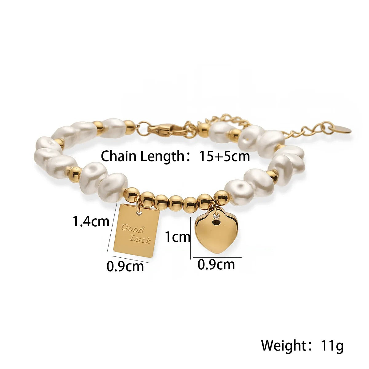 Edelstahl Perlen Armband mit Good Luck Gravur "Non sbiadisce no.5225" - PITANI