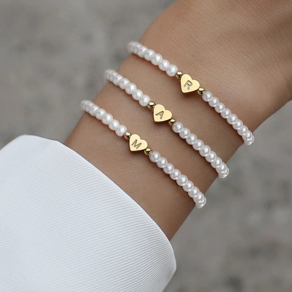 Perlen Buchstaben Armband "Iniziale del cuore no.304" - PITANI