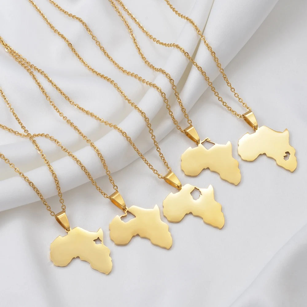 Afrika Edelstahl Länder Halskette "Gioielli In Acciaio Inossidabile no.608" - PITANI