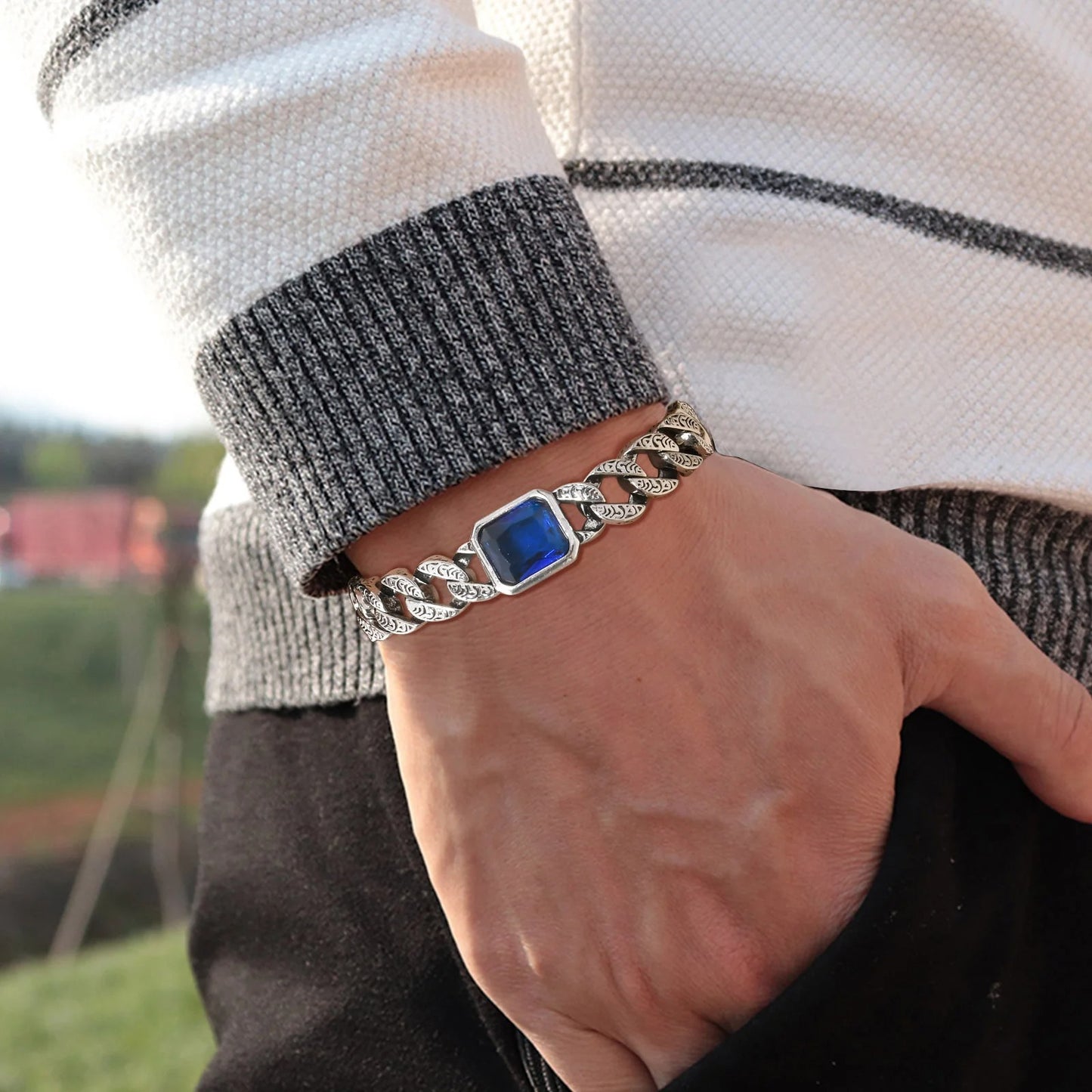 Edelstahl Armband "Belle con mi Pietra Blu no.528" - PITANI