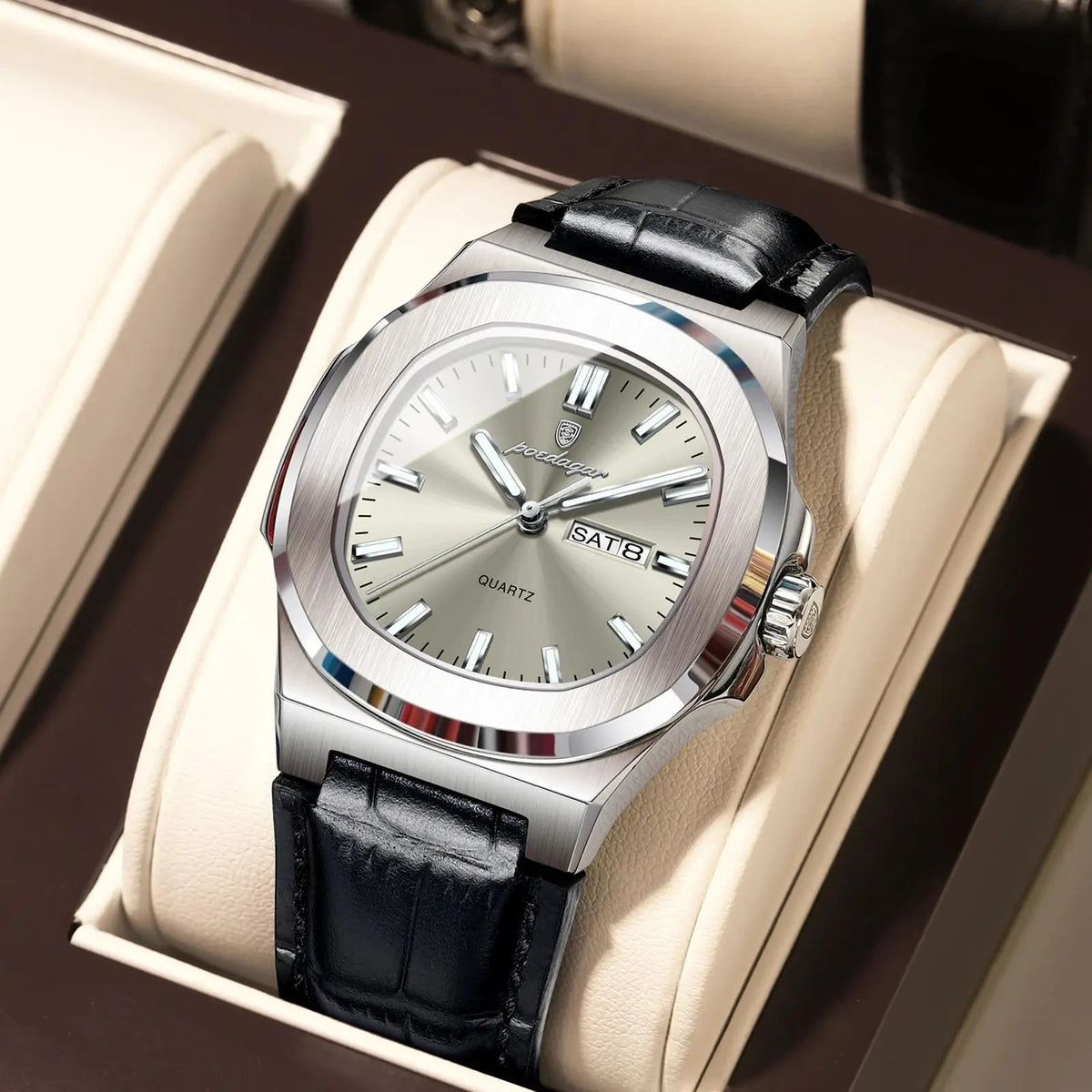 Elegante Herren Quarzarmbanduhr Quadratisch – Wasserdichte Armbanduhr – no. 5370 - PITANI