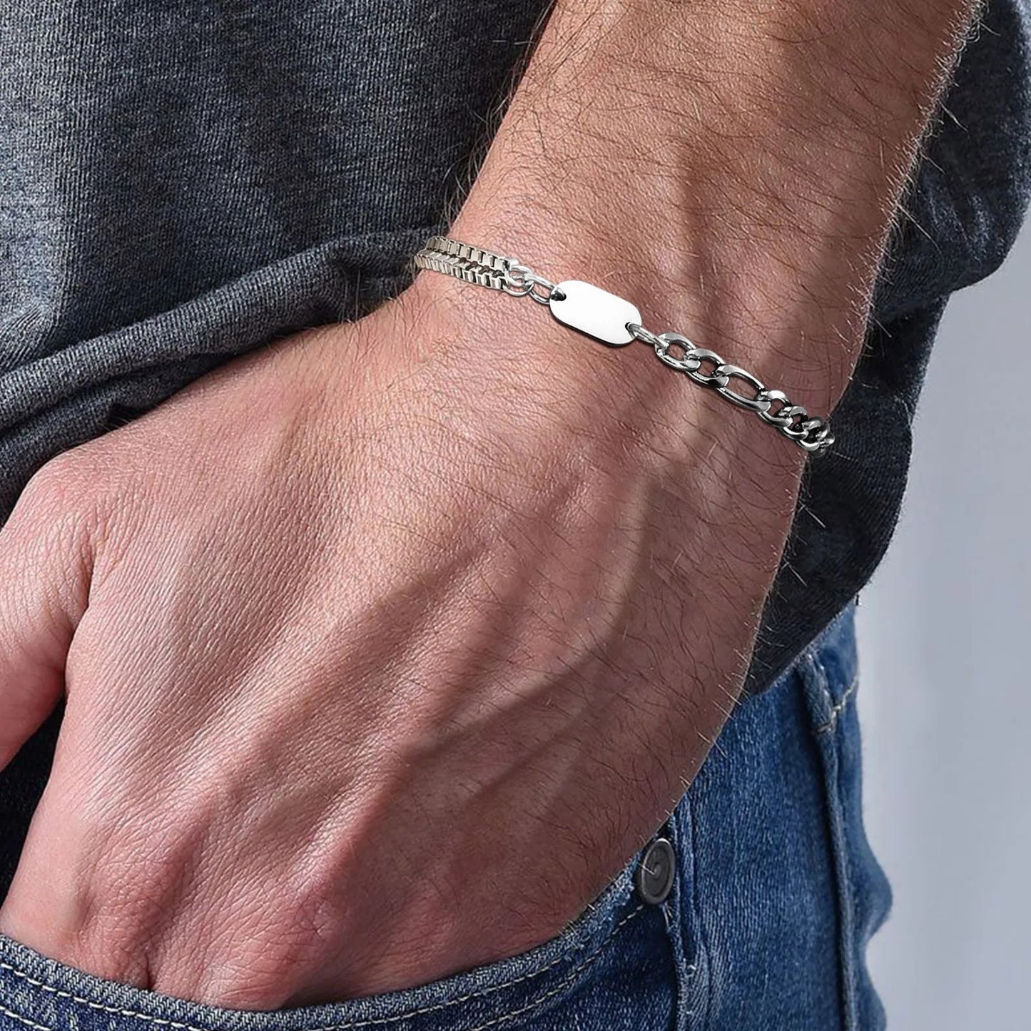 Edelstahl Buchstaben Armband "Scatola a doppio strato no.305" - PITANI