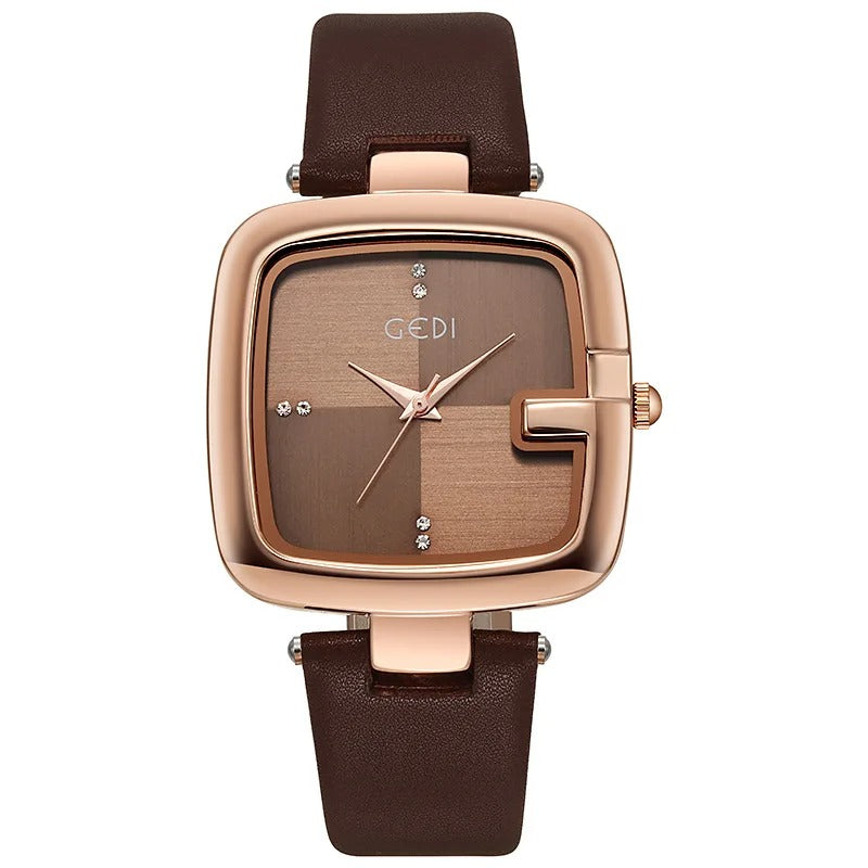 Leder Armbanduhr mit kariertem Ziffernblatt "Orologi Da Regalo Impermeabili no.3139" - PITANI