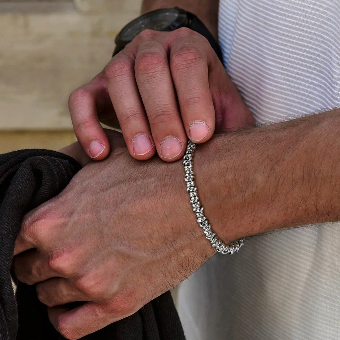 Unregelmäßig gedrehtes Edelstahl Armband "Bracciale Per Coppia no.5209" - PITANI