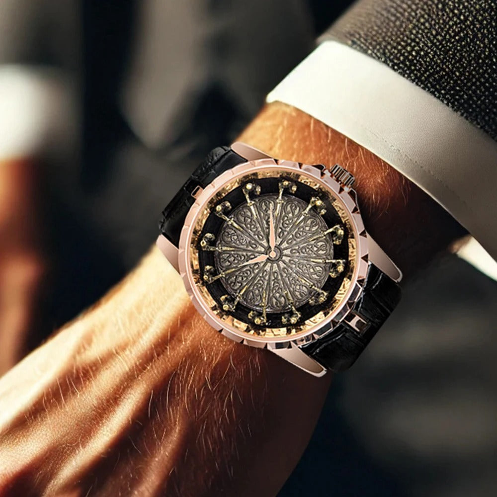 Leder Armbanduhr mit außergewöhnlichem Ziffernblatt "Orologio Al Quarzo no.262" - PITANI