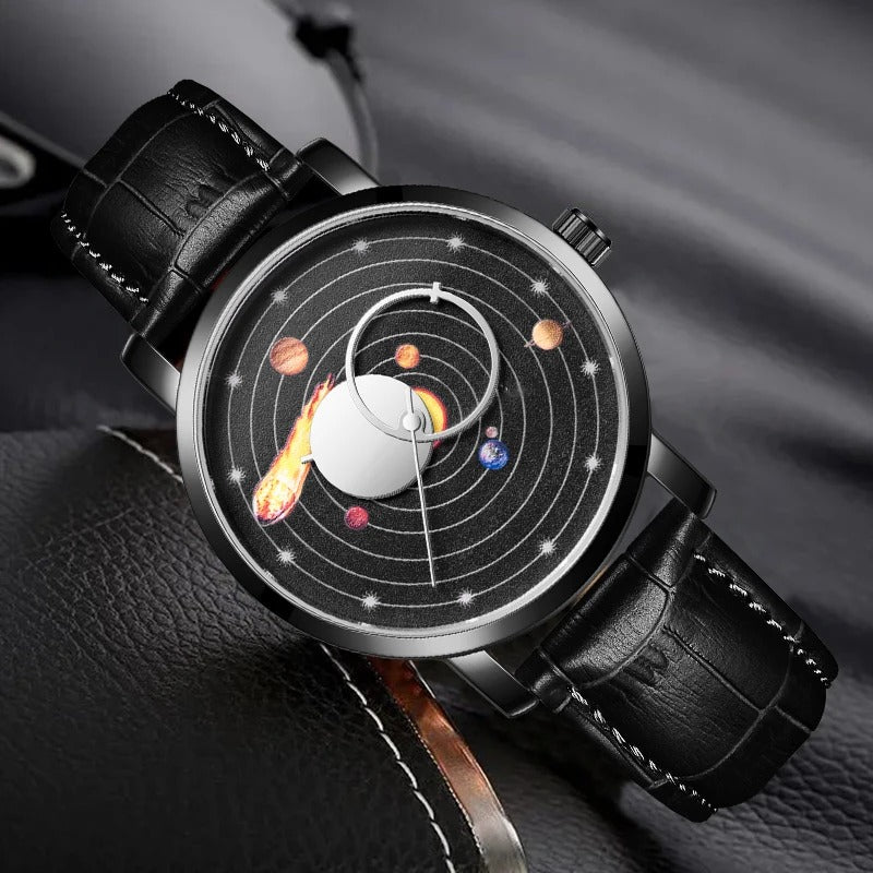 Leder Sonnensystem Optik Armbanduhr "Orologi Da Uomo Solari no.468" - PITANI