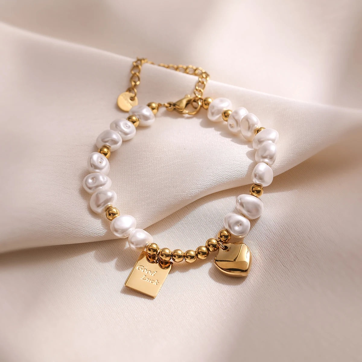 Edelstahl Perlen Armband mit Good Luck Gravur "Non sbiadisce no.5225" - PITANI