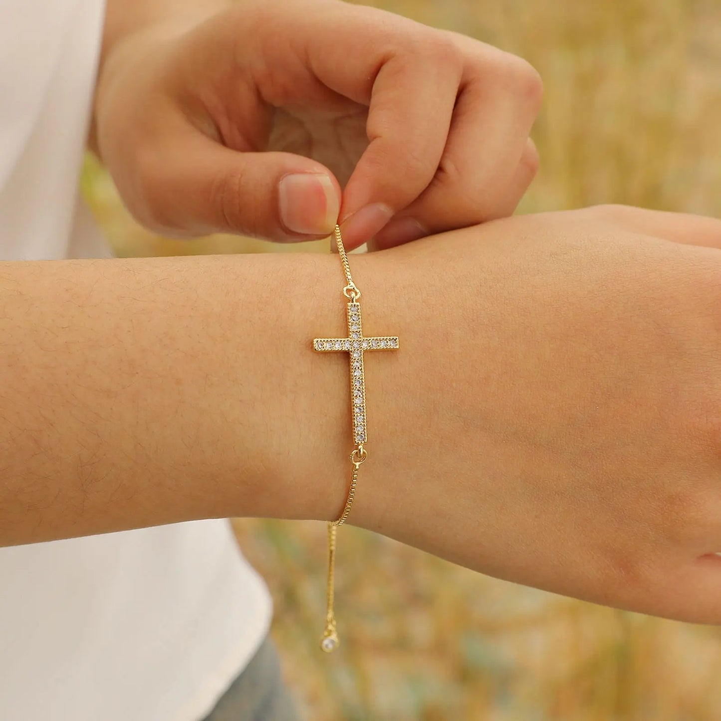 Edelstahl Glitzer Kreuz Armband "Braccialetti a Croce no.5205" - PITANI