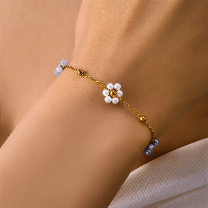 Edelstahl Blumen Armband "Perla di cristallo no.285" - PITANI