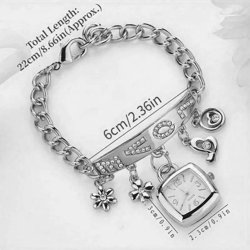 Edelstahl Charm Armbanduhr in Schloß Optik "Orologio Al Quarzo Alla Moda no.3129" - PITANI