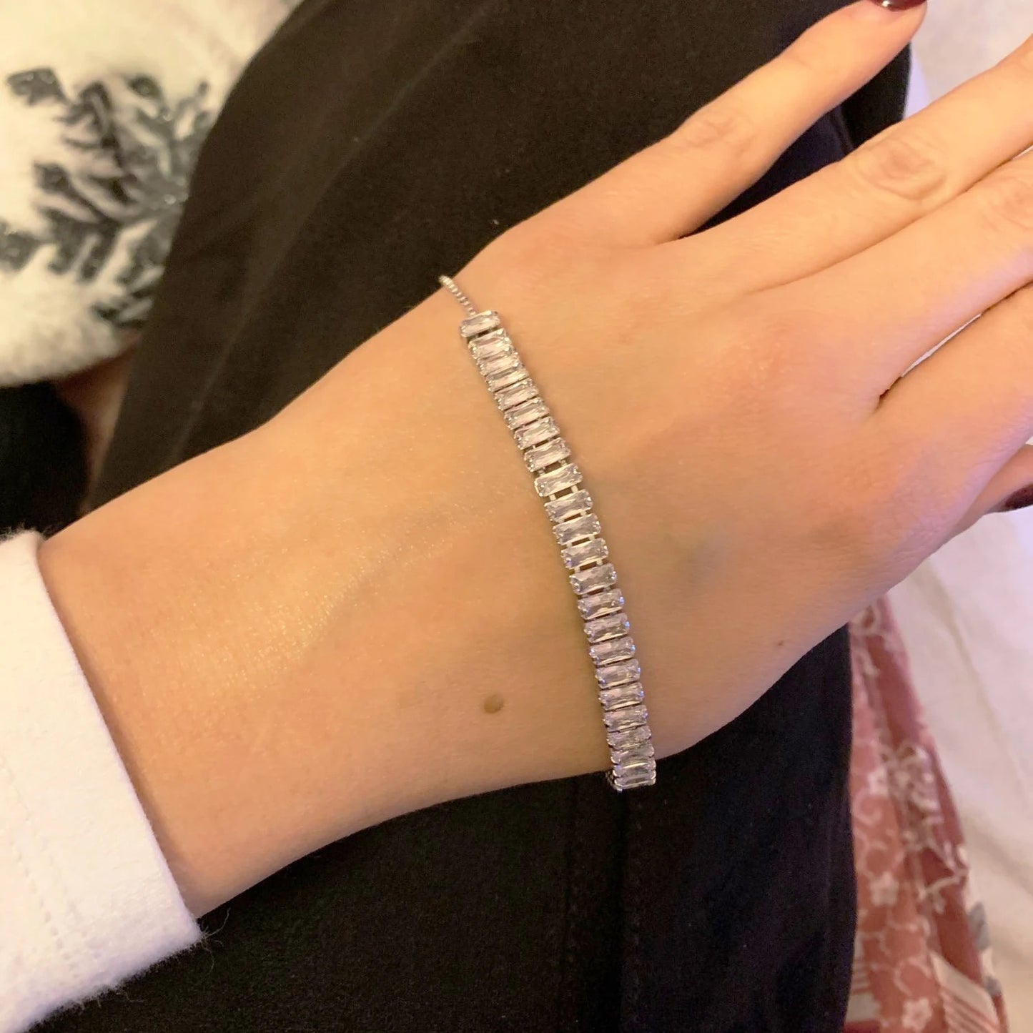 Edelstahl Glitzer Armband "Zircone Trasparente Regolabile no.5304" - PITANI