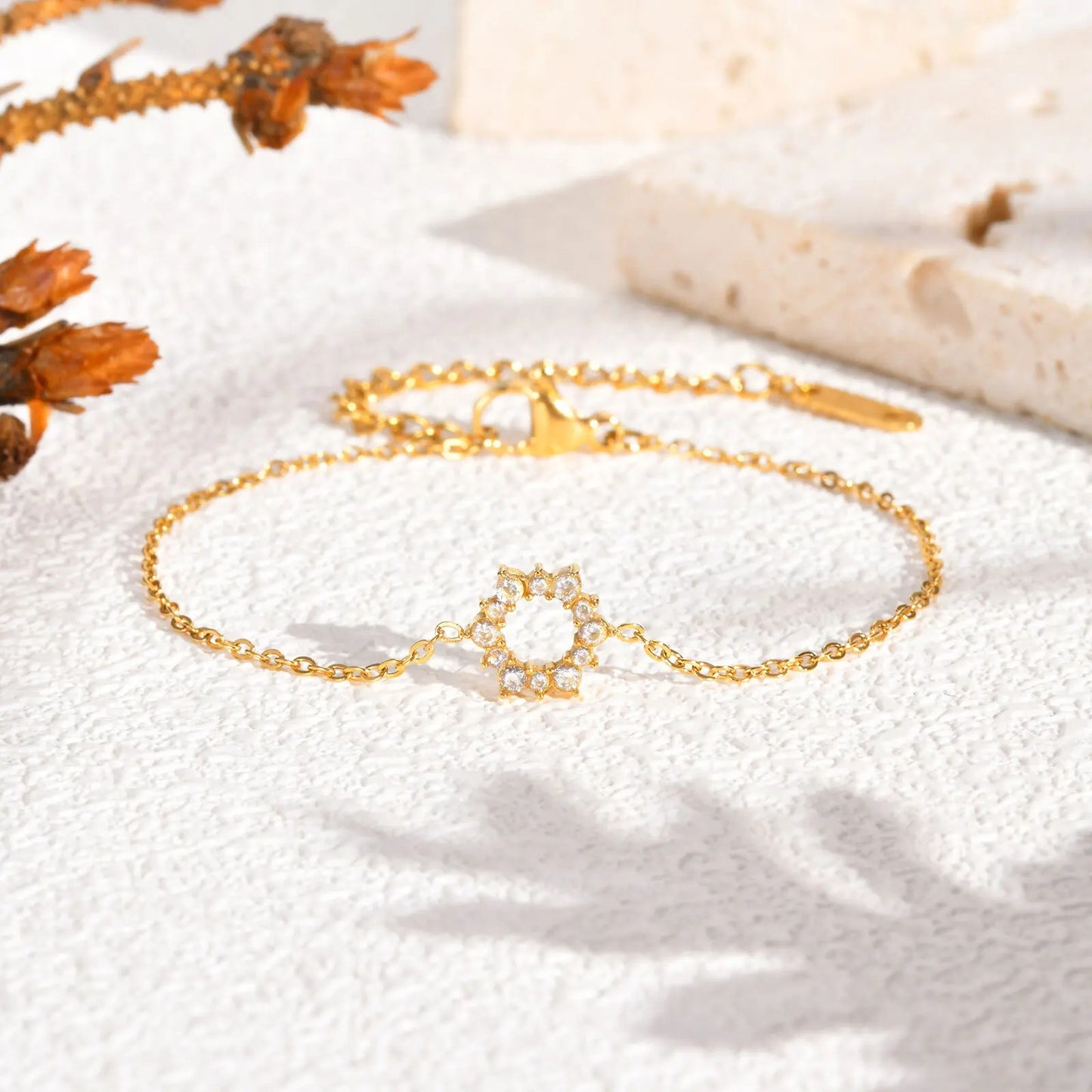 Edelstahl Armband mit Glitzerndem Sonnenblumen Motiv "Bracciali Girasole no.5208" - PITANI