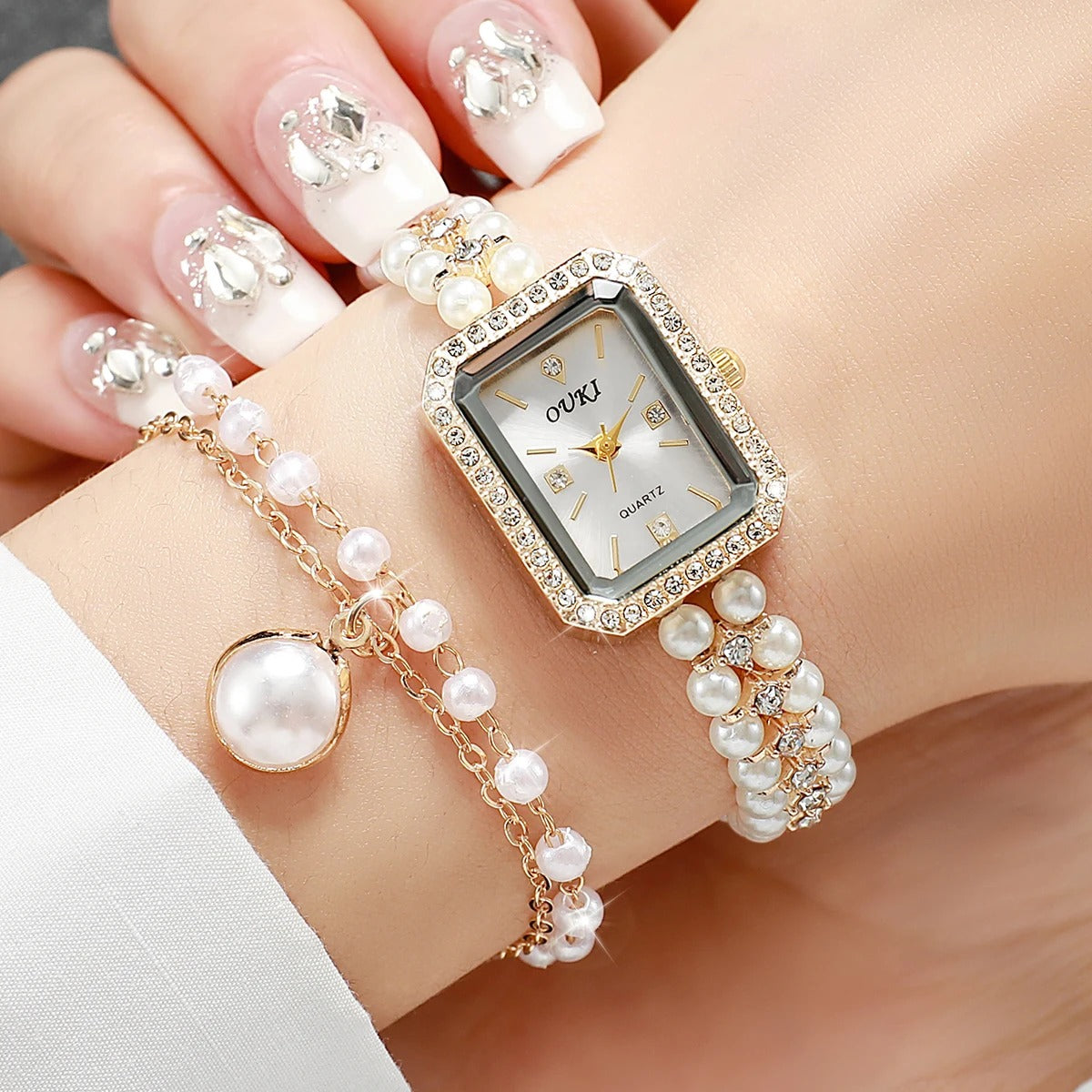 5-teiliges Perlen Uhren-Schmuckset „Orologi Da Donna Perle No.6806“ - PITANI