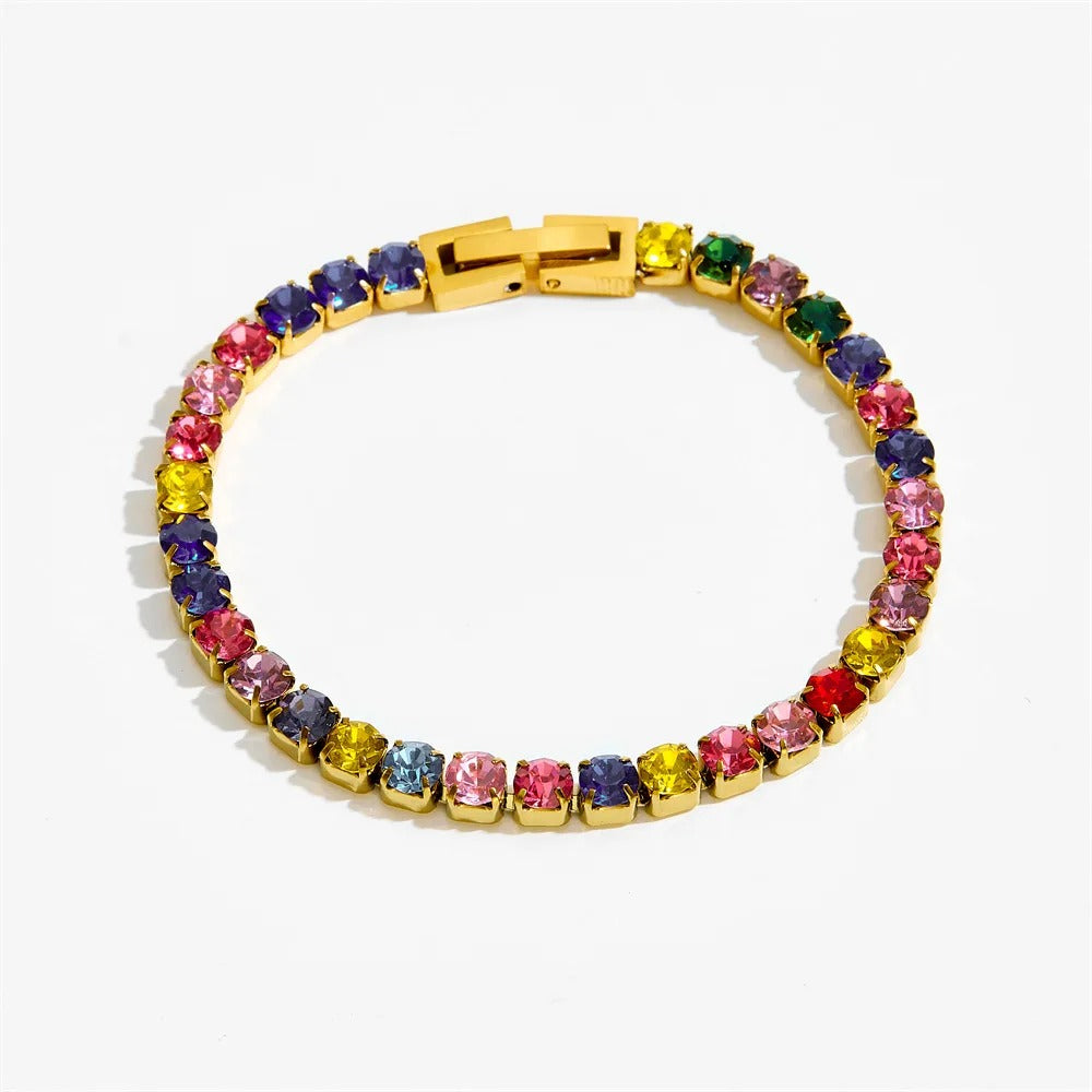 Edelstahl Glitzer Armband mit verschiedenen Zirconia "Minimalismo Incorpora Zircone no.5216" - PITANI