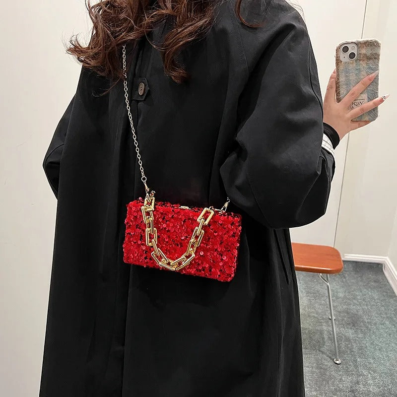 Premium "Paillettes in rilievo no.261" Handtasche/Clutch Größe "S" - PITANI