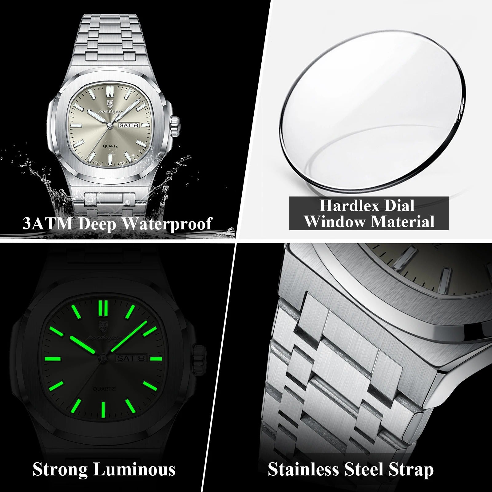 Edelstahl Armbanduhr "Orologio Quadrato Impermeabile no.423" - PITANI