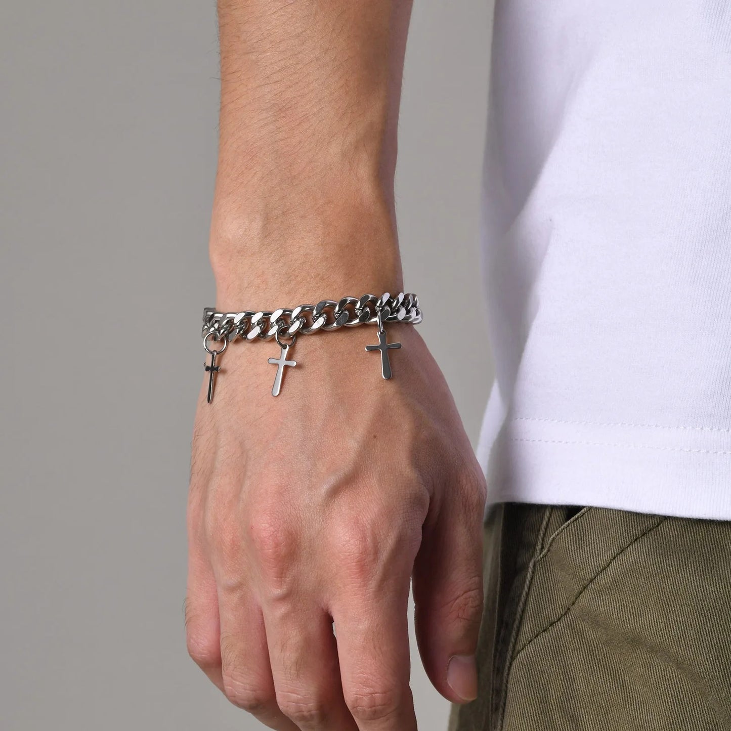 Edelstahl Kreuz Armband mit mehreren Kreuz-Anhänger "Ciondolo a Croce no.5215" - PITANI