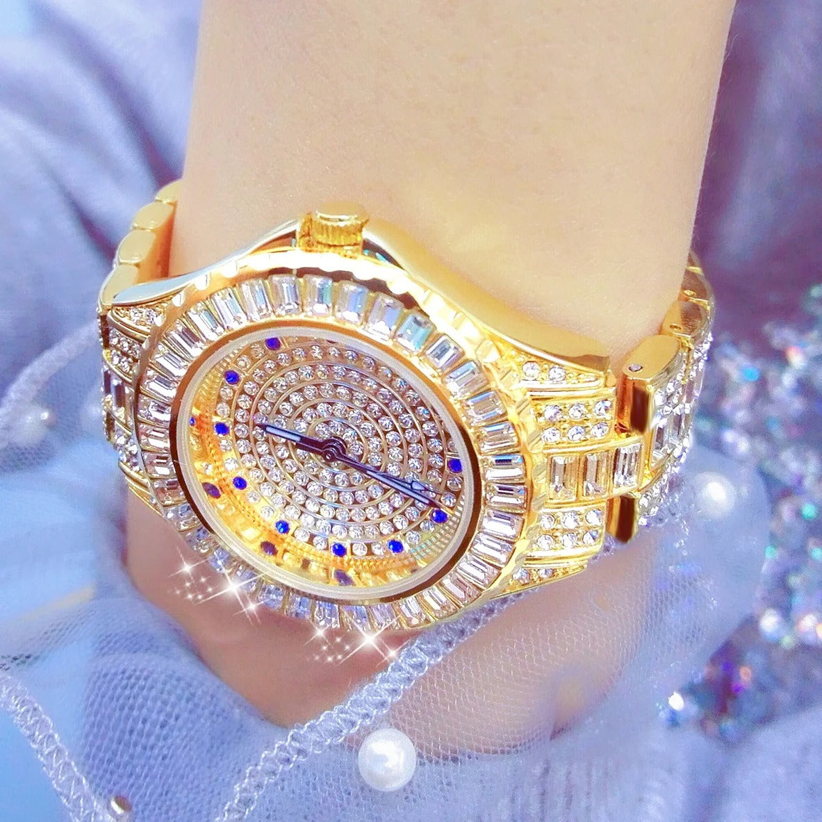 Edelstahl Glitzer Armbanduhr "Orologio Con Diamanti In Oro no.3160" - PITANI