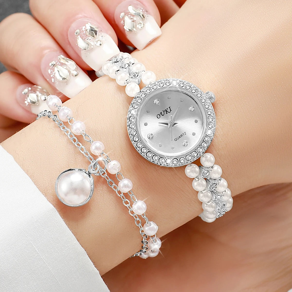 5-teiliges Perlen Uhren-Schmuckset „Orologi Da Donna Perle No.6806“ - PITANI