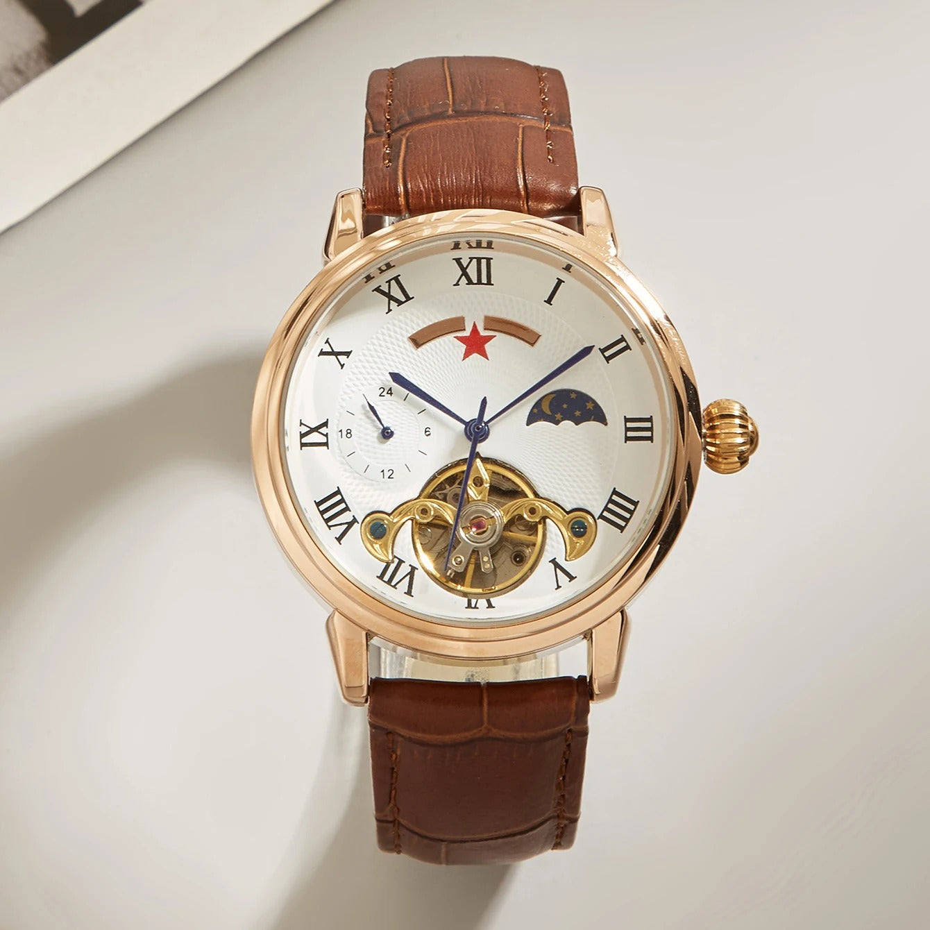 Leder Automatik Armbanduhr "Ore Fase Lunare no.139" - PITANI