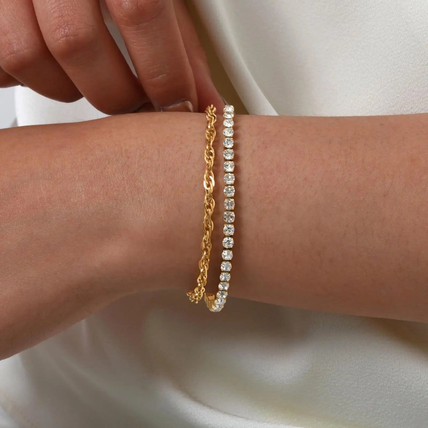 Zweifarbiges Edelstahl Glitzer Armband in Gold/Silber "Fascino a Catena no.5207" - PITANI