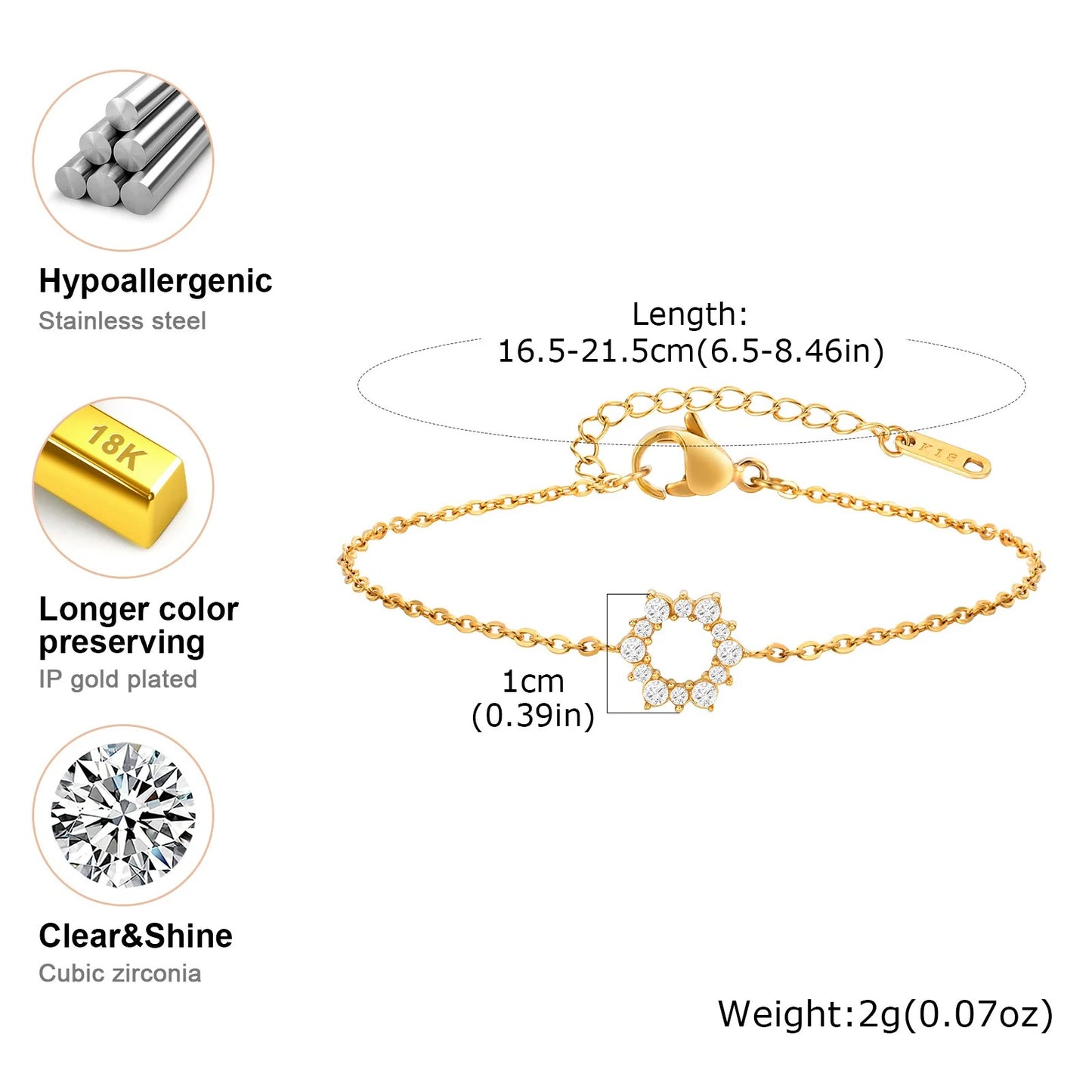 Edelstahl Armband mit Glitzerndem Sonnenblumen Motiv "Bracciali Girasole no.5208" - PITANI