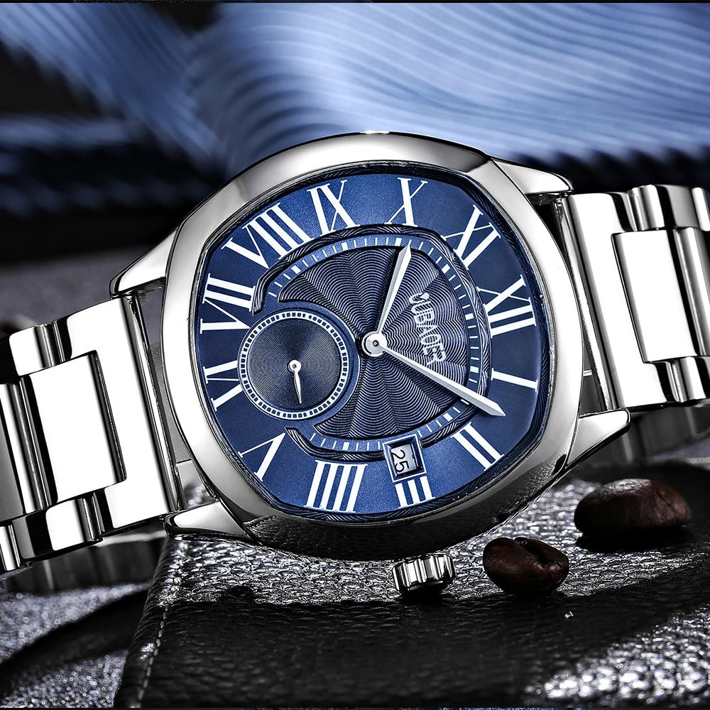 Edelstahl/Stoff Armbanduhr mit außergewöhnlicher Lünette "Orologi Da Polso Da Lavoro no.4150" - PITANI