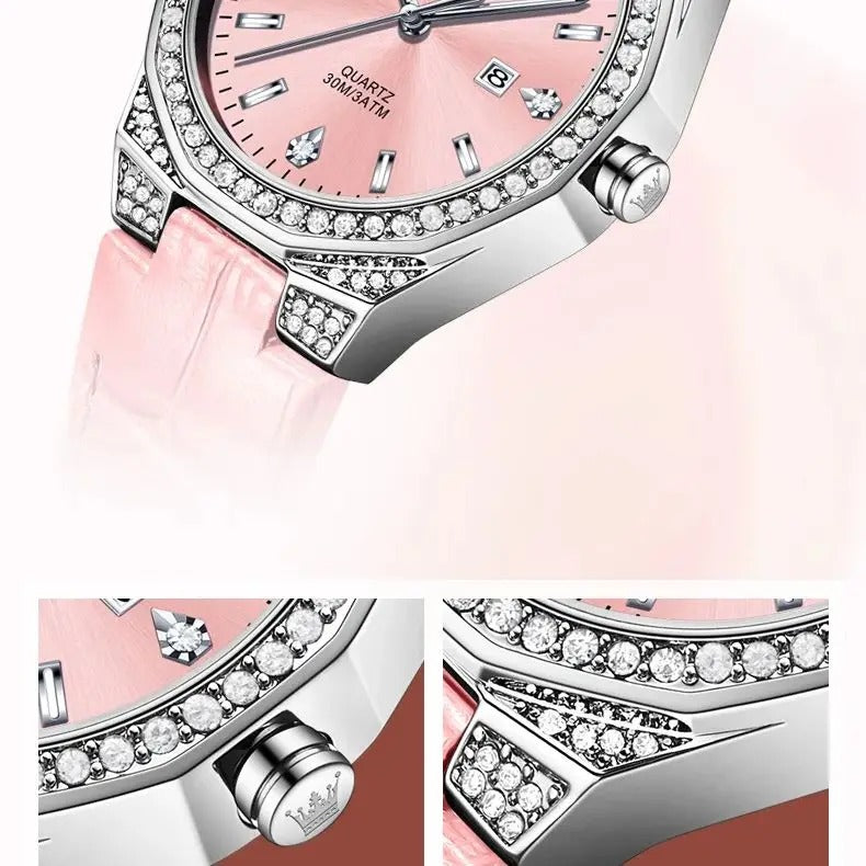 Leder Armbanduhr "Elegante Castone Con Diamanti Pieni no.3083" - PITANI
