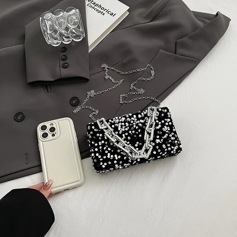 Premium "Paillettes in rilievo no.261" Handtasche/Clutch Größe "S" - PITANI