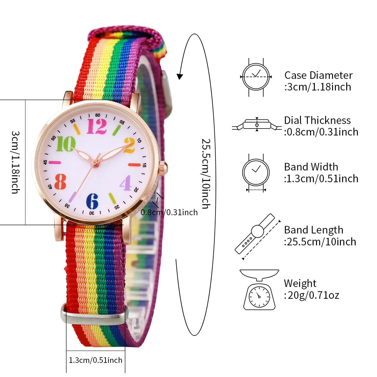 4-teiliges Regenbogen Uhren-Schmuckset „Set Di Braccialetti Di Perline No.6822“ - PITANI