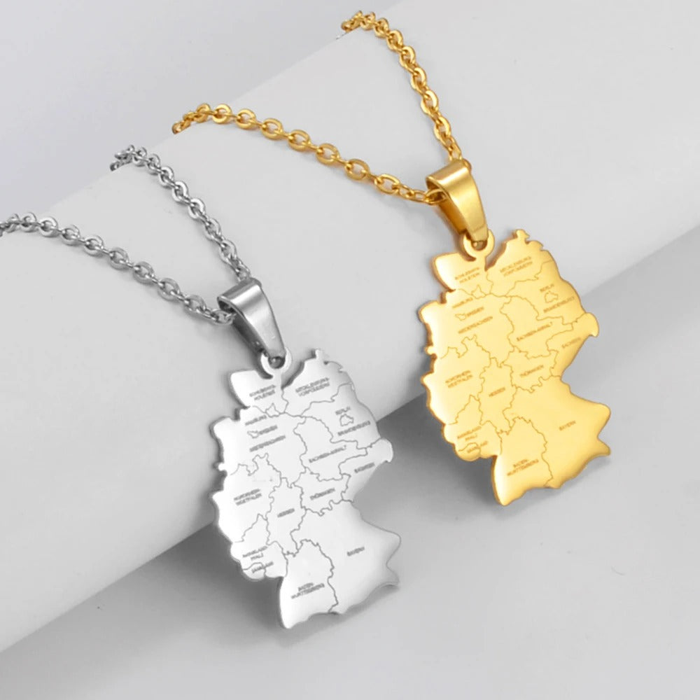 Deutschland Edelstahl Länder Halskette "Collane Con Ciondolo Mappa no.595" - PITANI