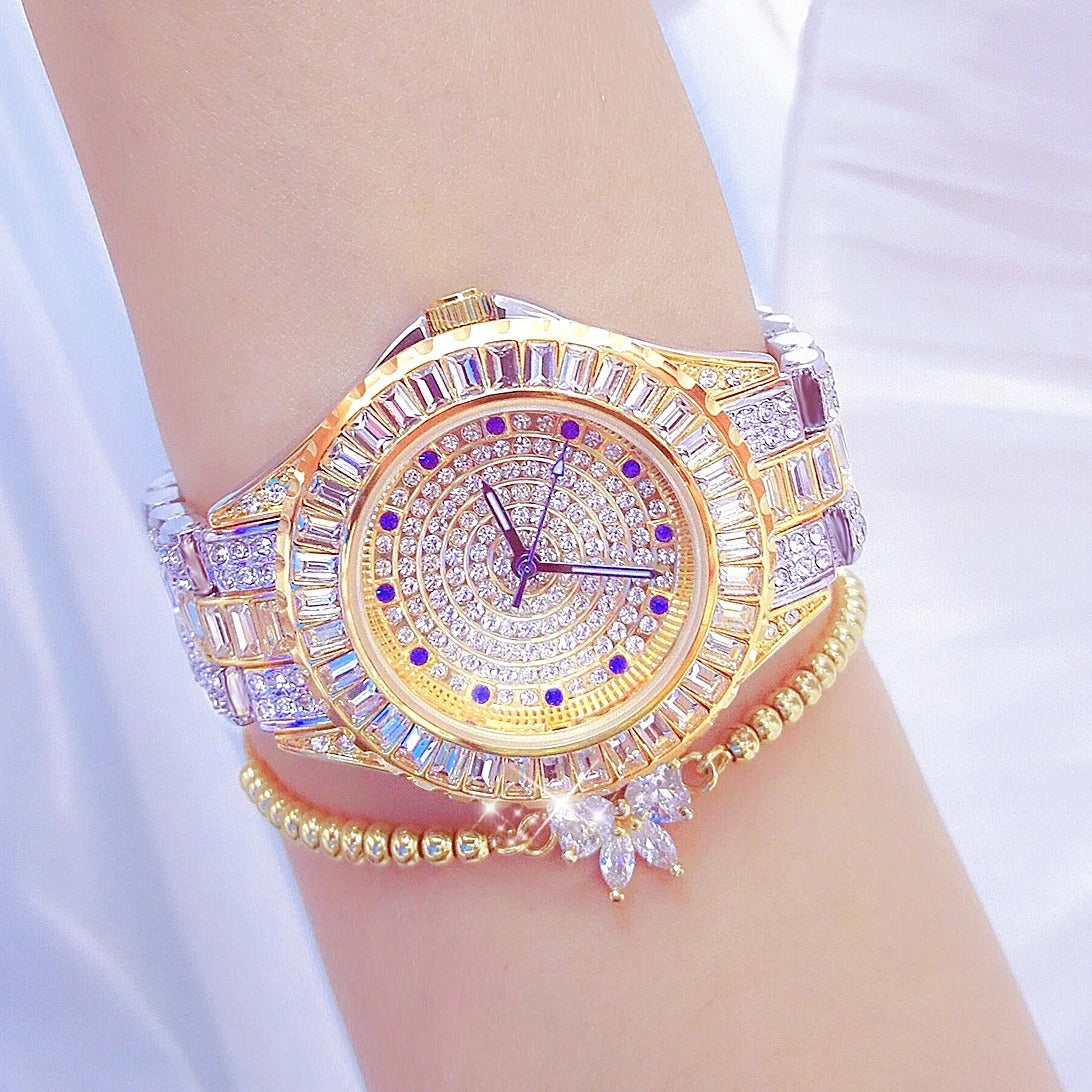 Edelstahl Glitzer Armbanduhr "Orologio Con Diamanti In Oro no.3160" - PITANI