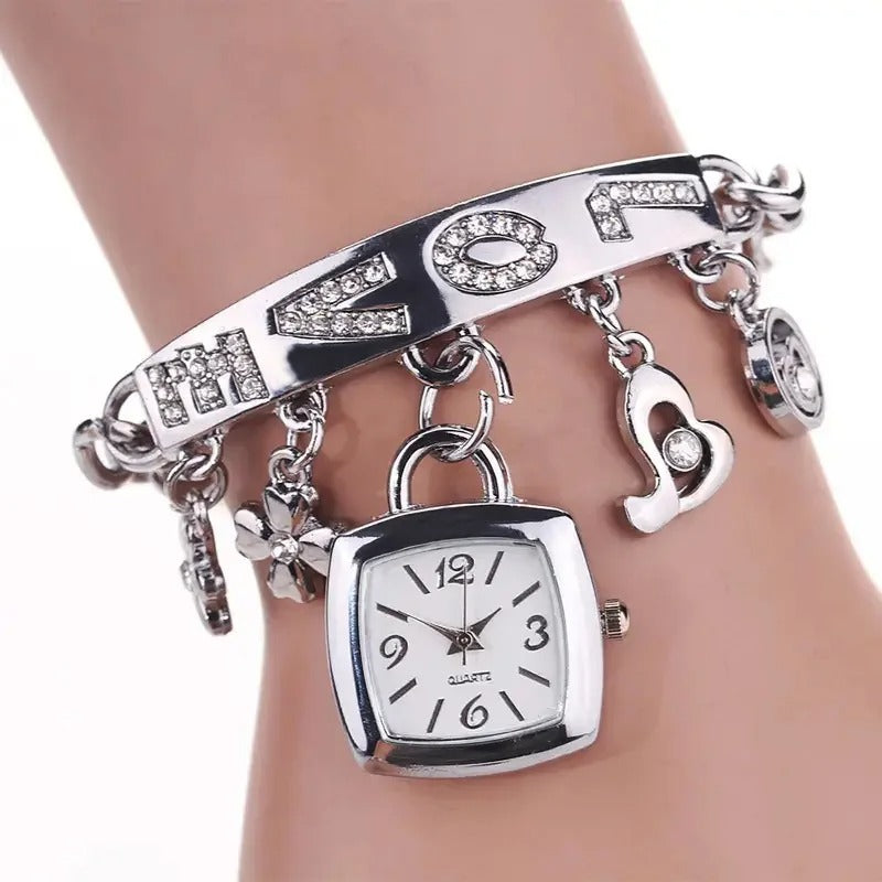 Edelstahl Charm Armbanduhr in Schloß Optik "Orologio Al Quarzo Alla Moda no.3129" - PITANI