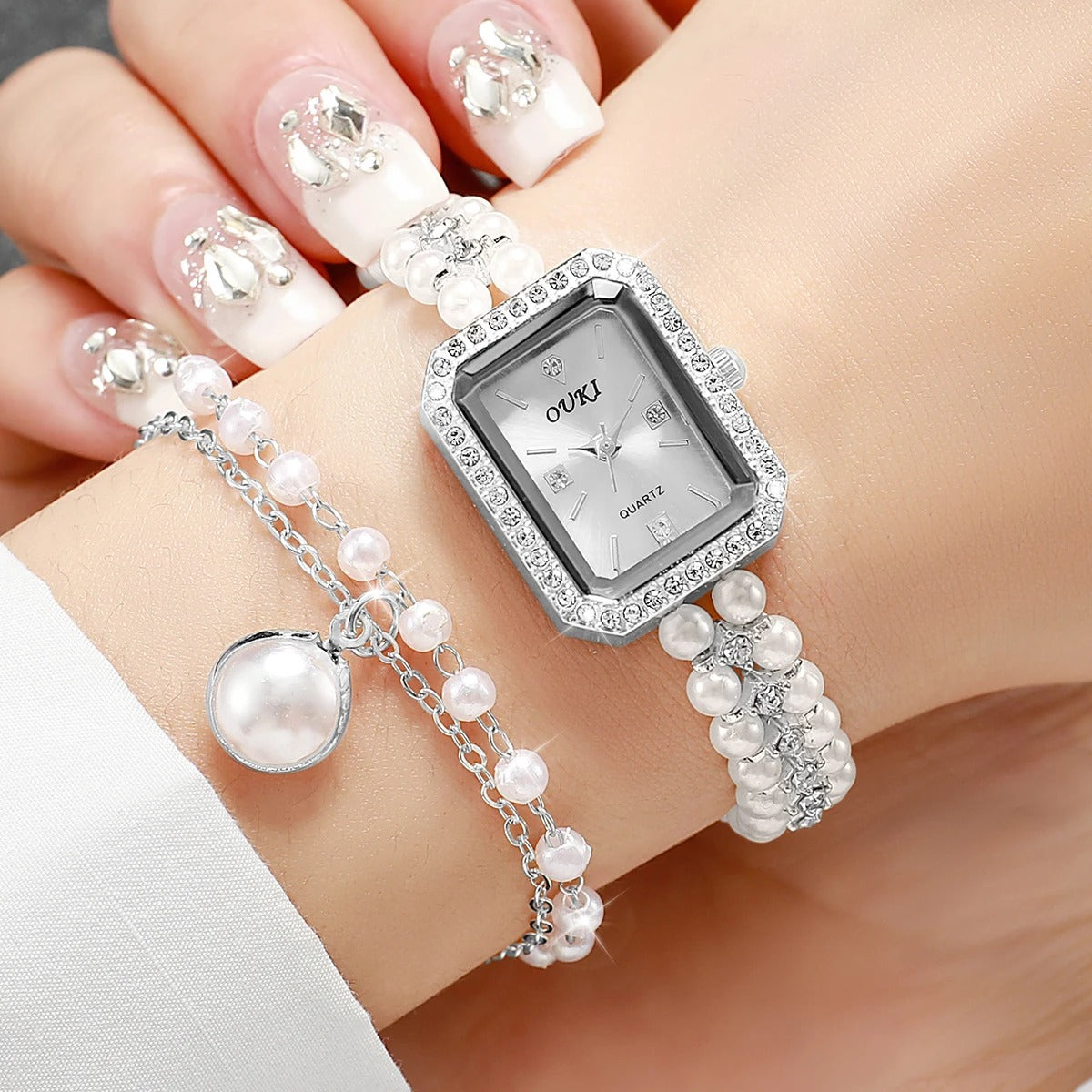 5-teiliges Perlen Uhren-Schmuckset „Orologi Da Donna Perle No.6806“ - PITANI