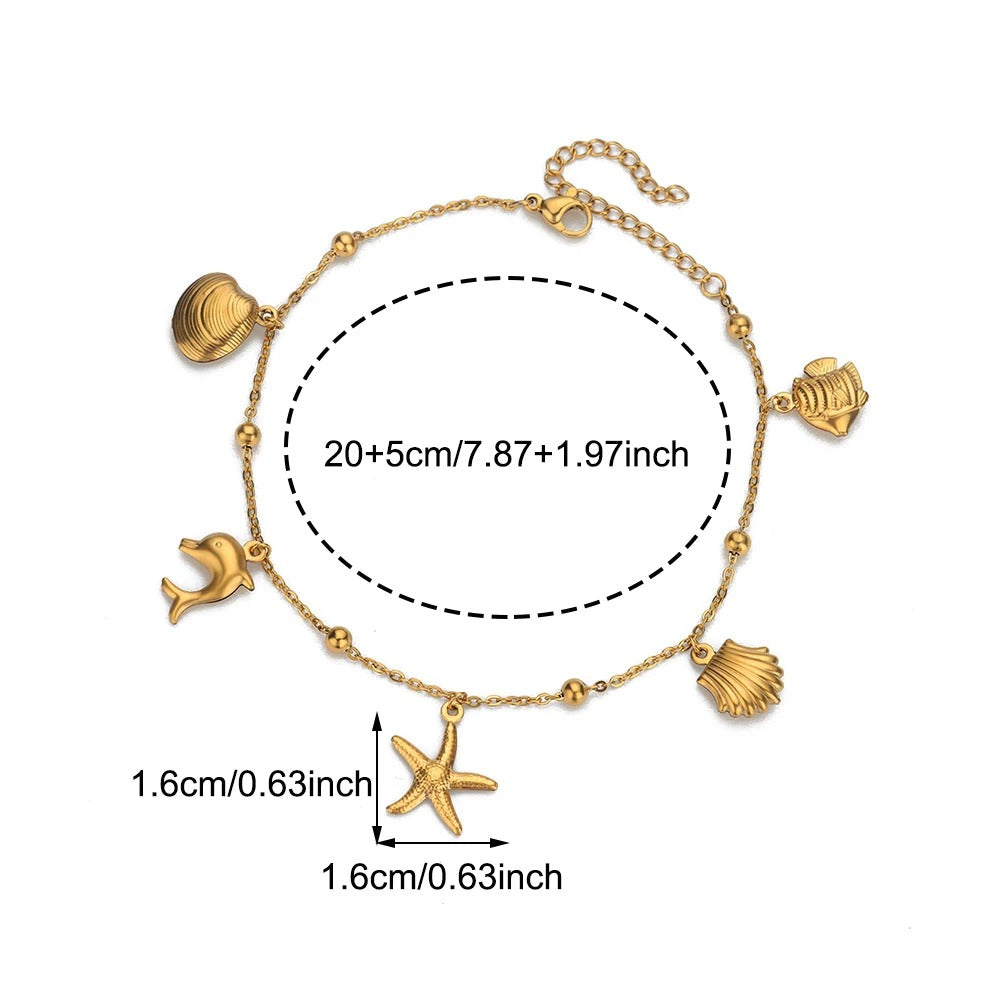 Edelstahl Meerestiere Fußkette "Animale Dell'oceano no.304" - PITANI