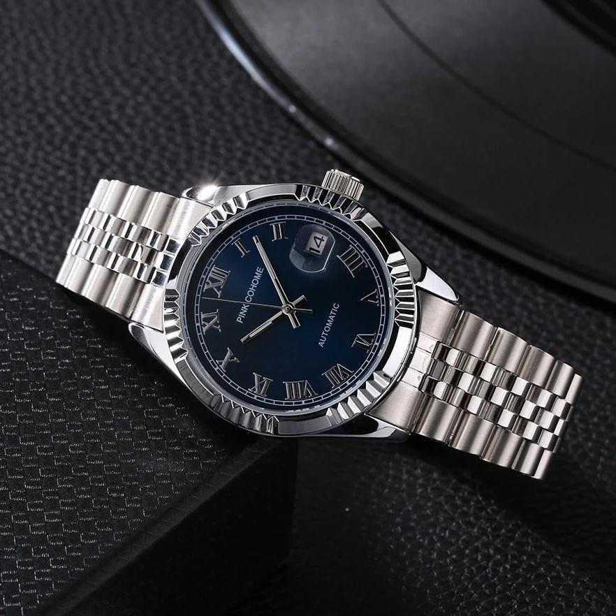 Edelstahl Automatik Armbanduhr mit römischen Zahlen "Affari Di Orologi Da Polso no.422" - PITANI