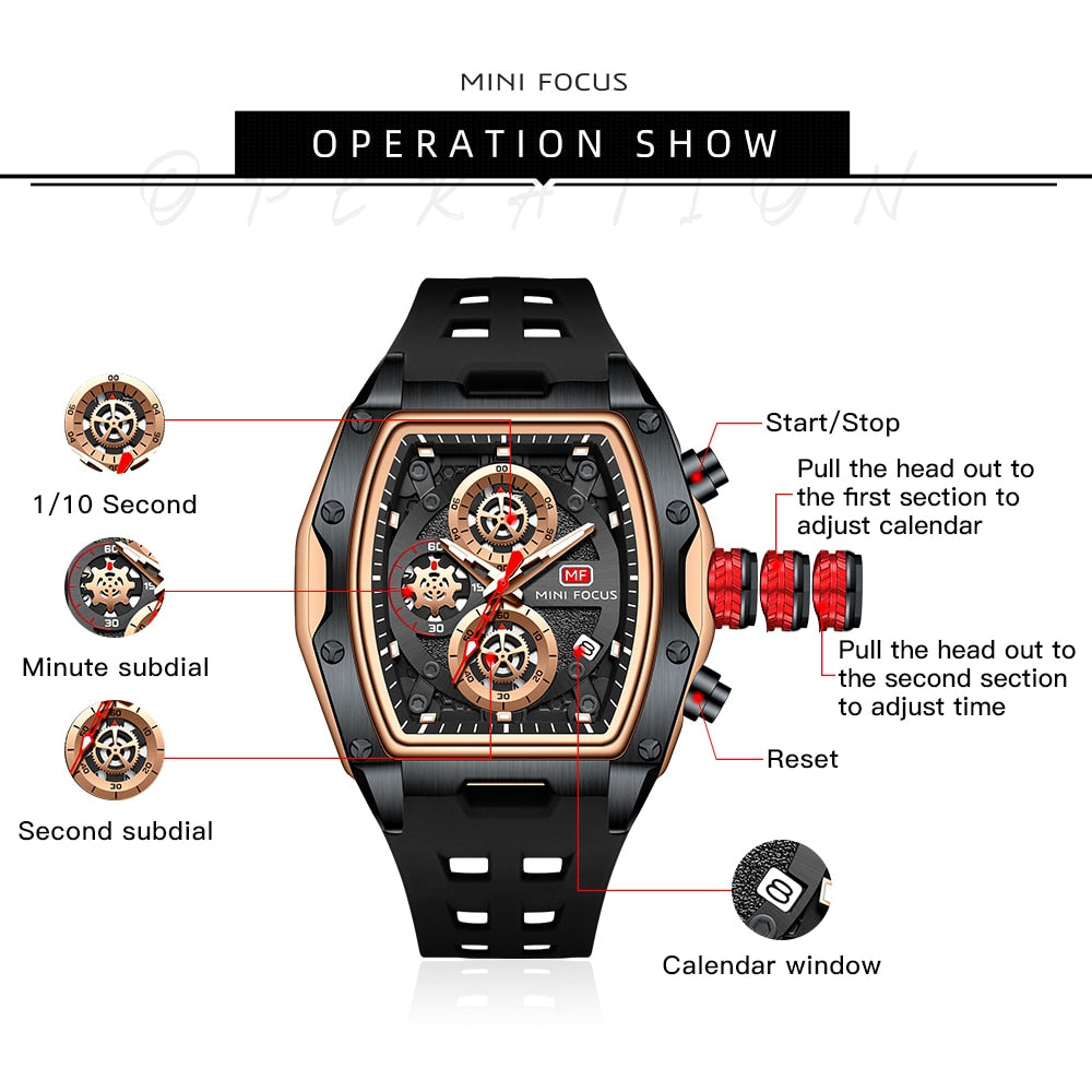 Edelstahl Armbanduhr "Cinturino nero" - PITANI