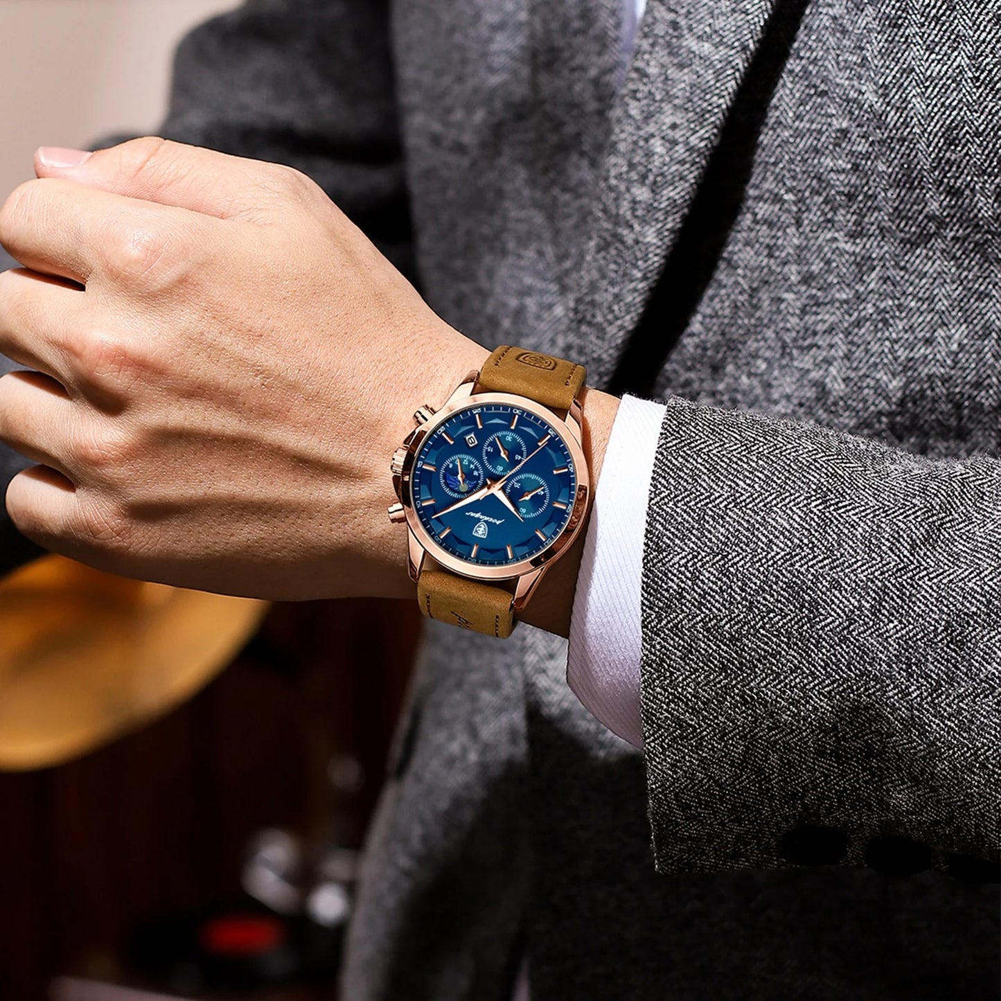 Edelstahl/Leder Armbanduhr "Orologio Impermeabile Luminoso no.414" - PITANI