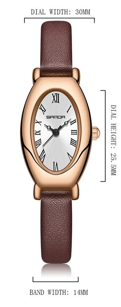 Armbanduhr mit ovalem Ziffernblatt im Vintage Style "Quarzo Alla Moda Da Donna no.3183" - PITANI