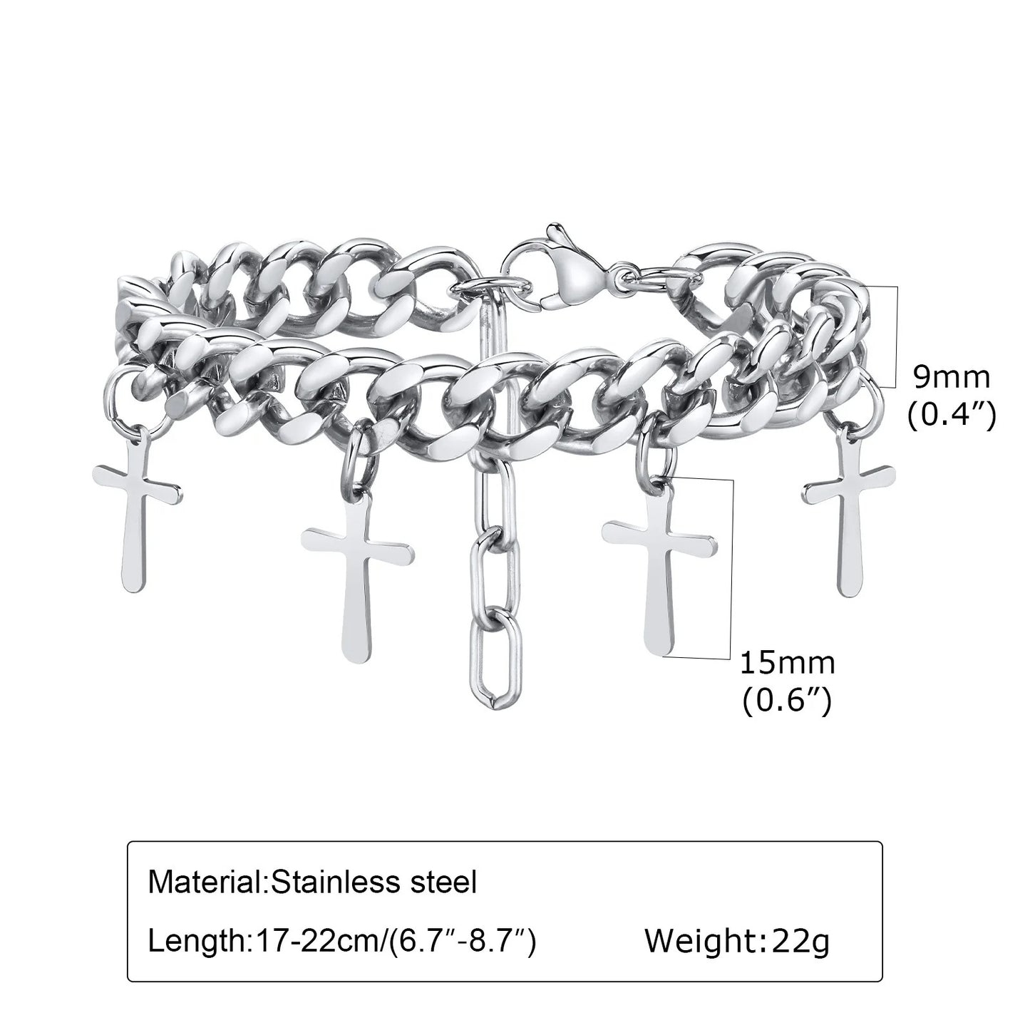 Edelstahl Kreuz Armband mit mehreren Kreuz-Anhänger "Ciondolo a Croce no.5215" - PITANI