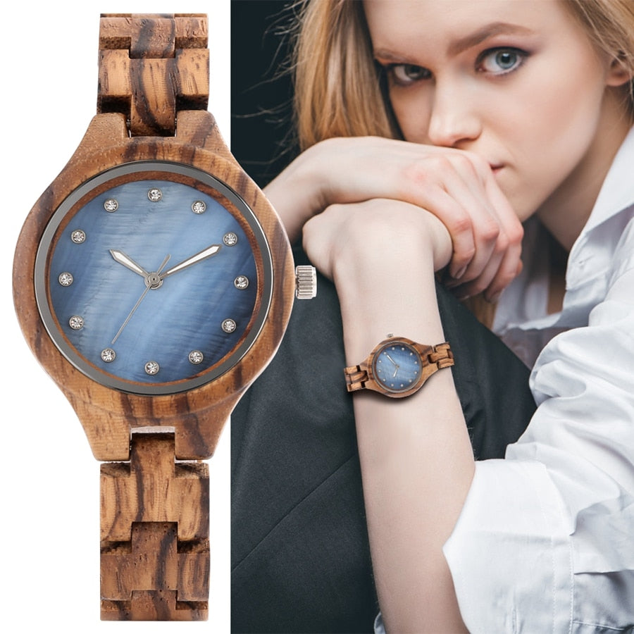 Holz Armbanduhr "Quarzo strass"