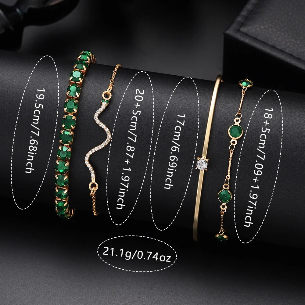 9-teiliges Grünes Glitzer Uhren-Schmuckset „Imposta La Moda Alla Moda No.6829“ - PITANI