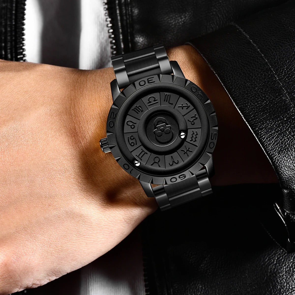 Außergewöhnliche Totenkopf Armbanduhr "Cinturino In Acciaio Inossidabile no.350" - PITANI