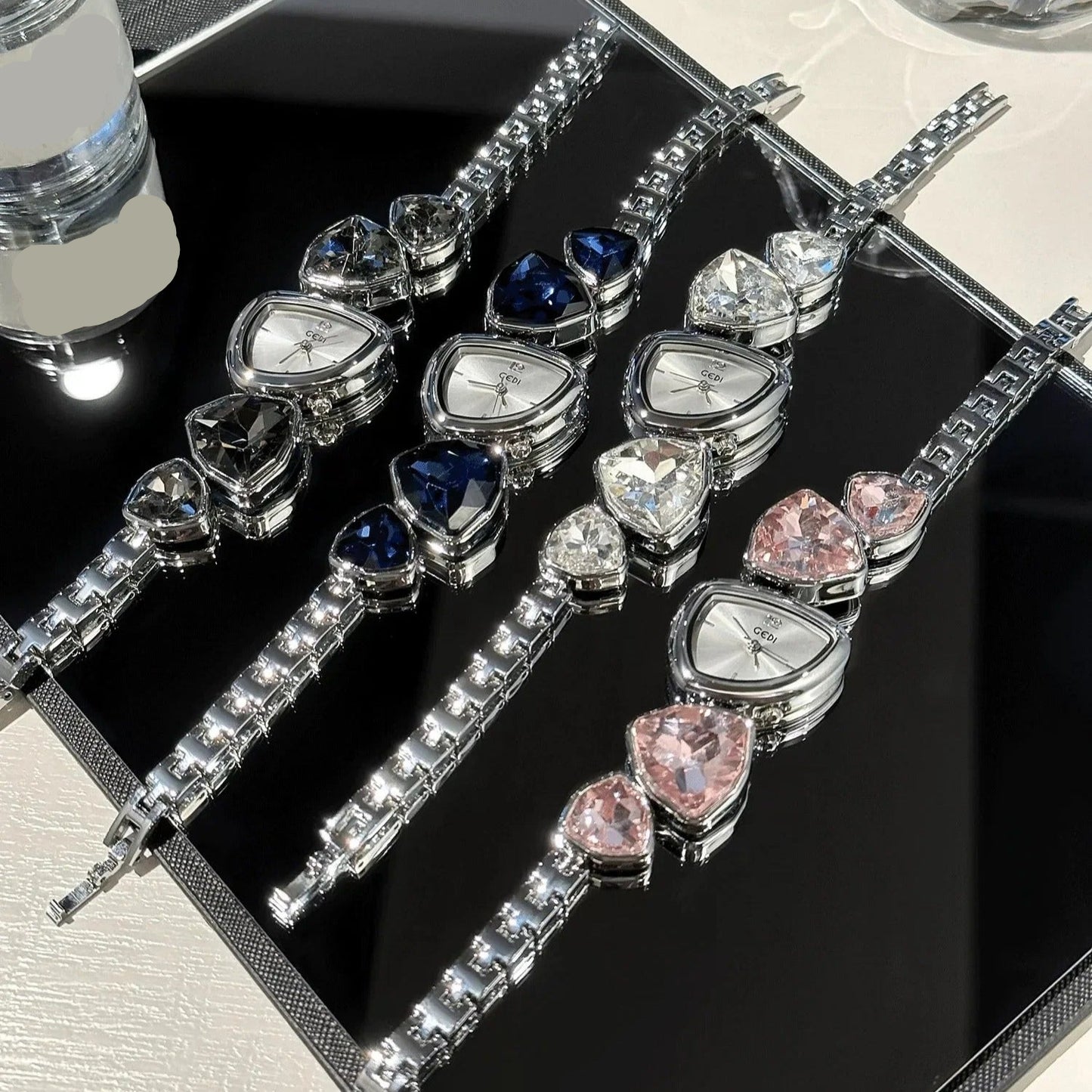 Edelstahl Glitzer Armbanduhr "Orologio Con Bracciale E Diamanti no.157" - PITANI