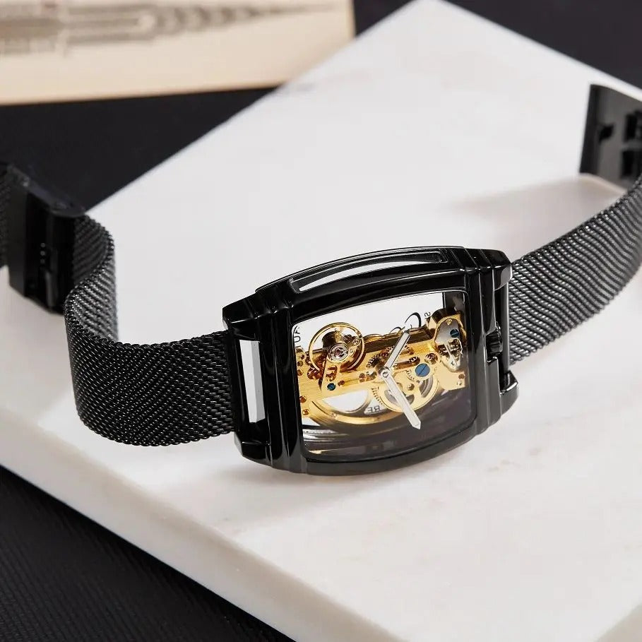 Durchsichtige Glitzer Automatik Armbanduhr "Orologi Meccanici Automatici no.459" - PITANI