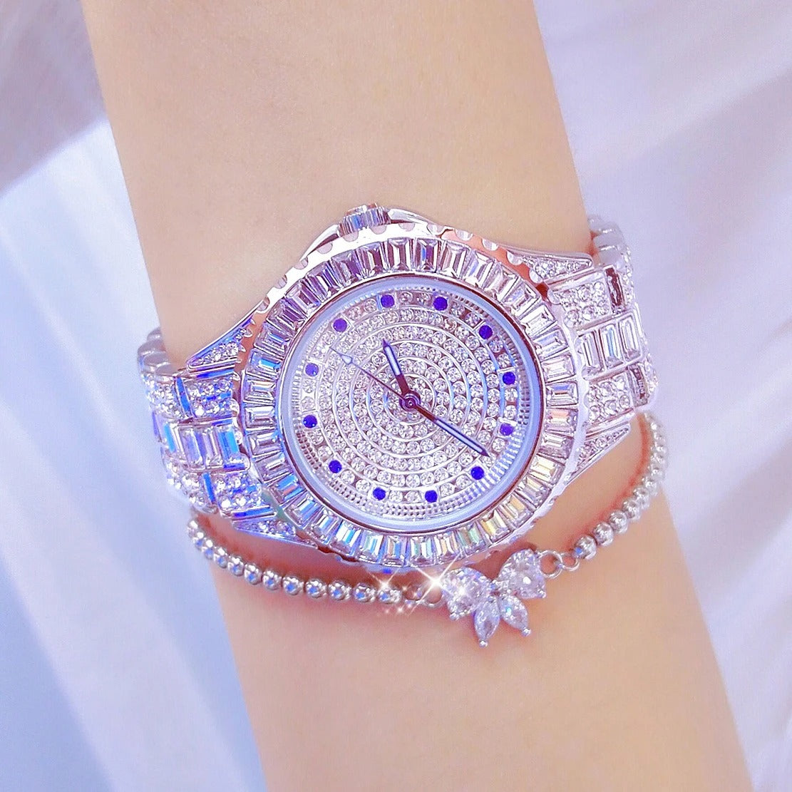 Edelstahl Glitzer Armbanduhr "Orologio Con Diamanti In Oro no.3160" - PITANI