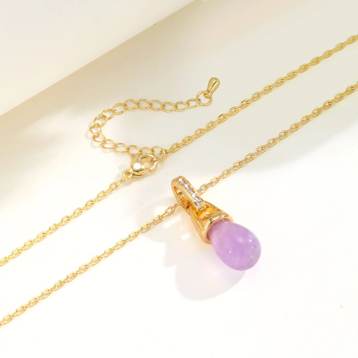 Edelstahl Halskette "Ciondolo a goccia di cristallo viola no.4231" - PITANI