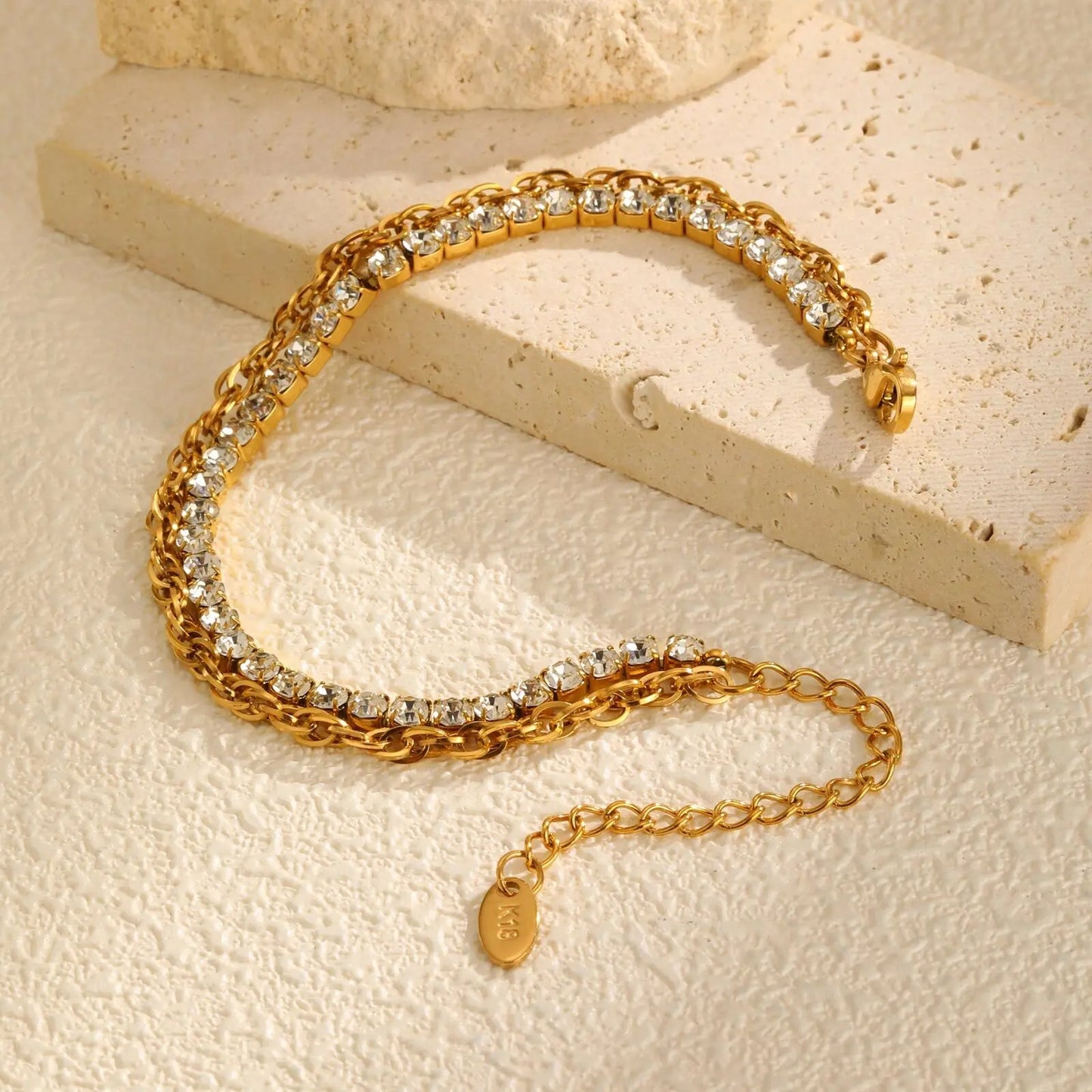Zweifarbiges Edelstahl Glitzer Armband in Gold/Silber "Fascino a Catena no.5207" - PITANI